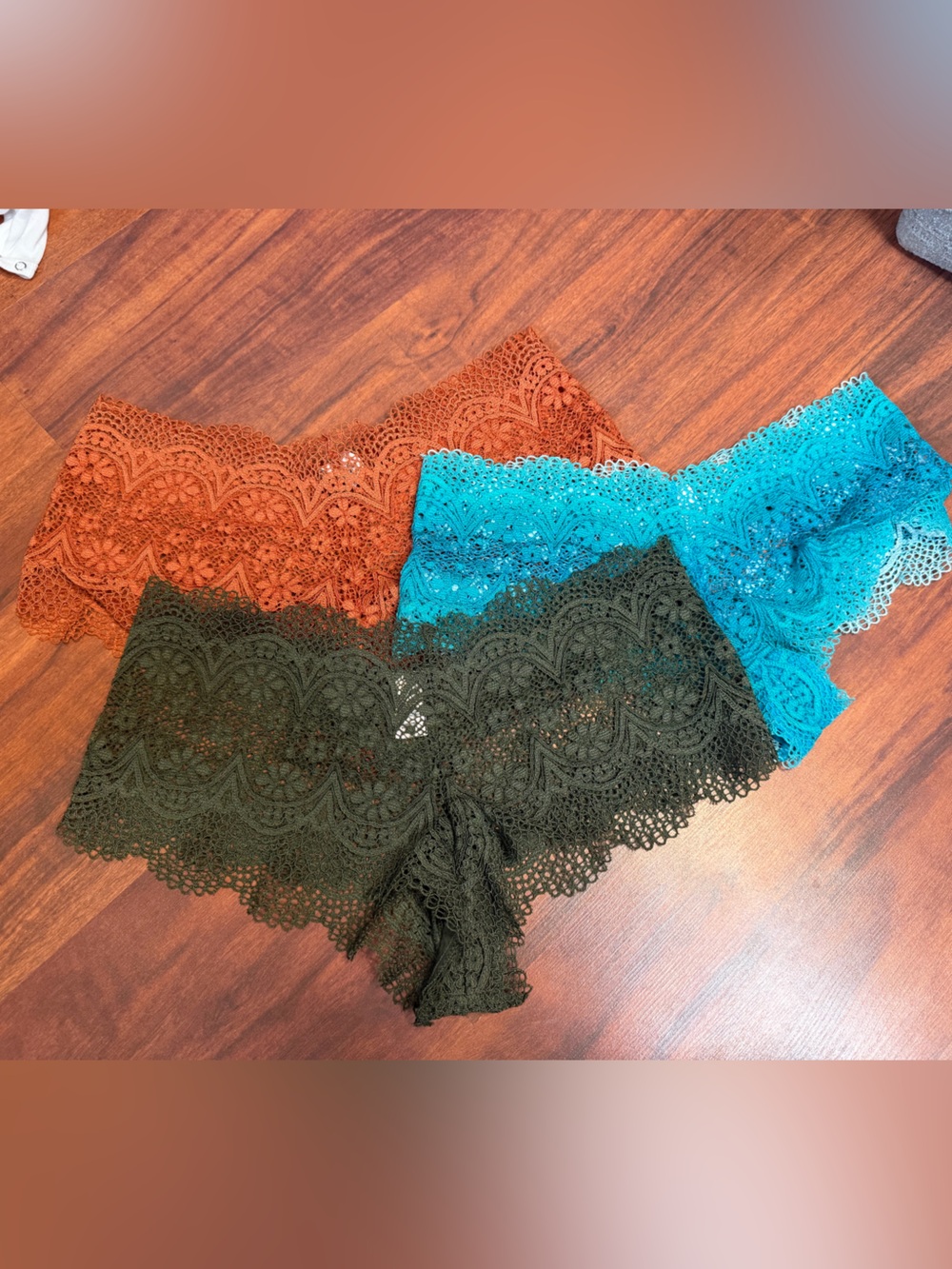 Victoria's Secret Lace Scallop Trim underwear - Olive, Rust, Teal
